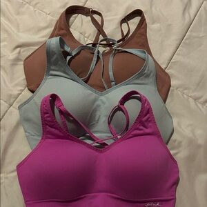 PINK Victoria's Secret Sports Bras - Fuchsia, Light Gray, and Brown